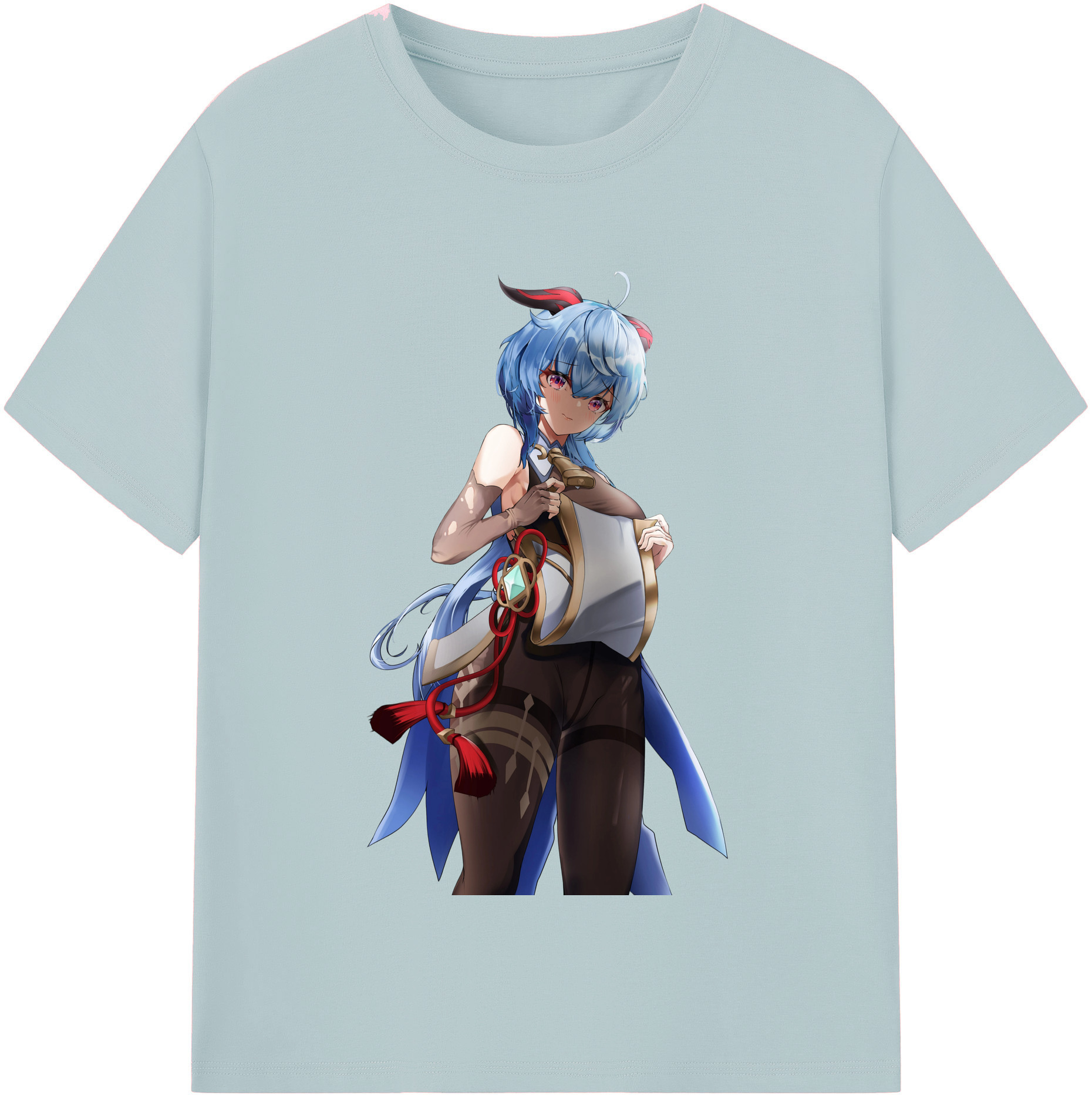 げんし神 甘雨 かんう genshin Ganyu 綿100％半袖Tシャツ（フロントプリント）